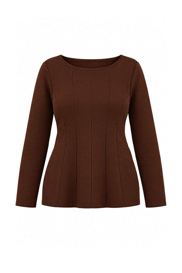 Brown Interlock Knitted Oversize Blouse Tbbaw26Af00117