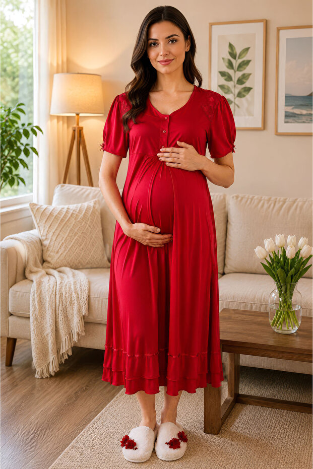 Effortt Cherry Maternity Postpartum Nightgown