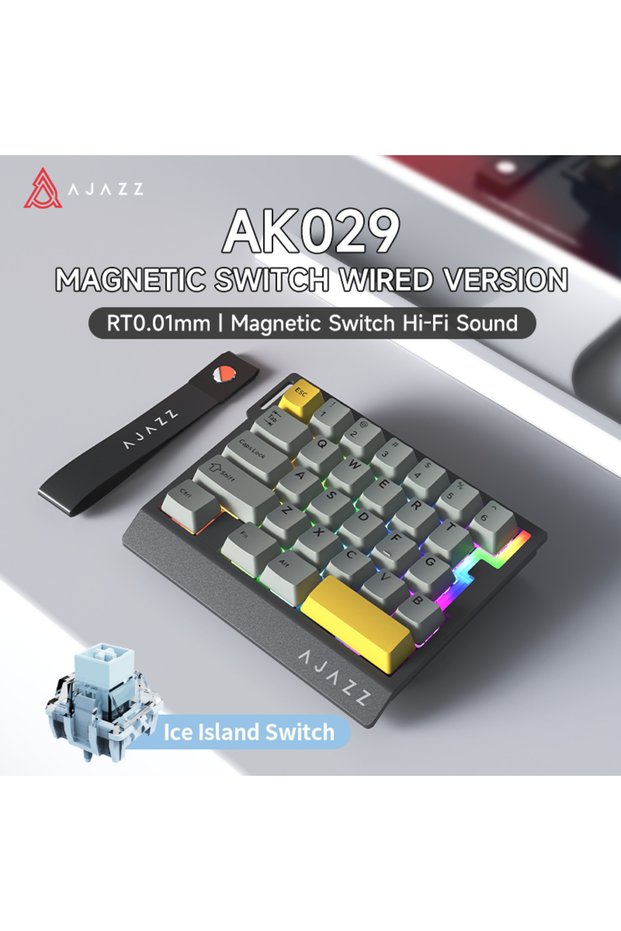ICE-Black AK029 Wired One-Handed Gaming Keyboard HE Magnetic Switch 29 Key RGB 8000Hz Mi