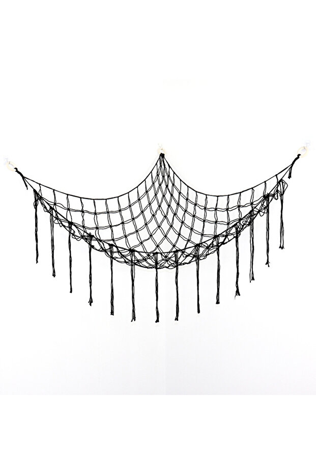 Black Large-capacity plush animal hammock net weaving Bohemian home decoration corner toy storage or