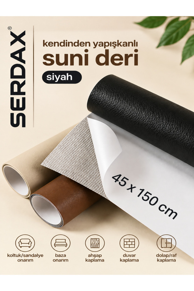 Extra Adhesive Faux Leather - Black 45X150 cm