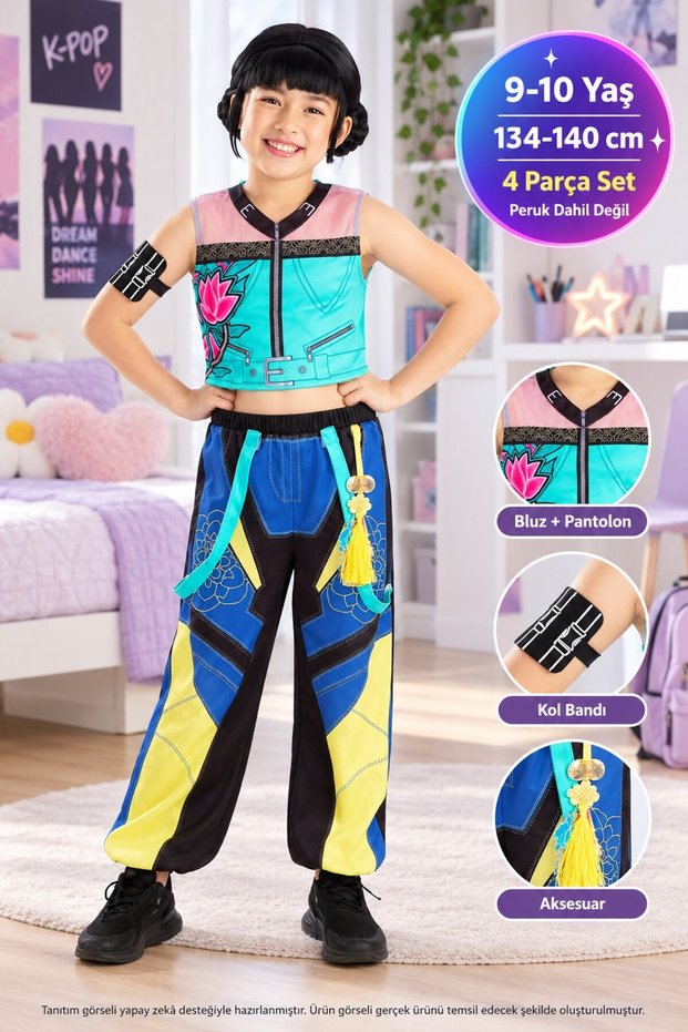 K-Pop Demon Hunters Zoey Children's Costume 9-10 Years m 134-140 cm Rubies 4 Pieces