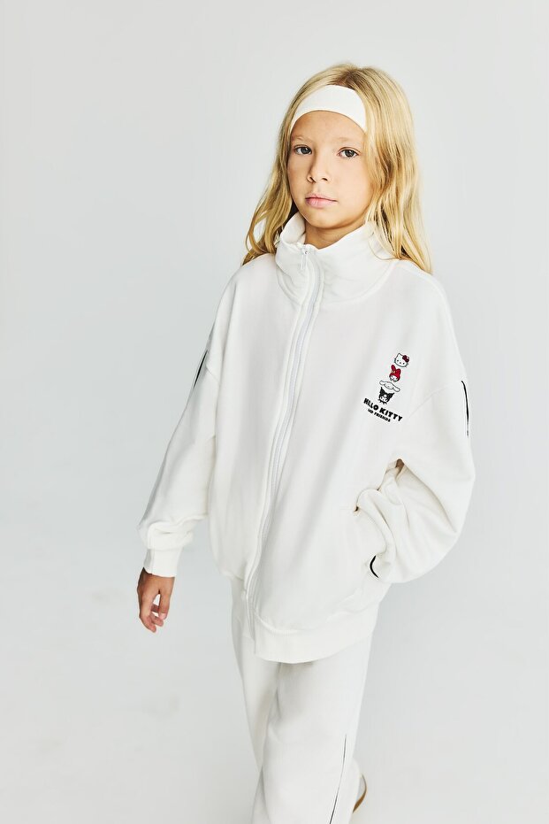 Hello Kitty and Friends Printed Zippered Collar Sweatshirt Cardigan Girls I1685A826Au