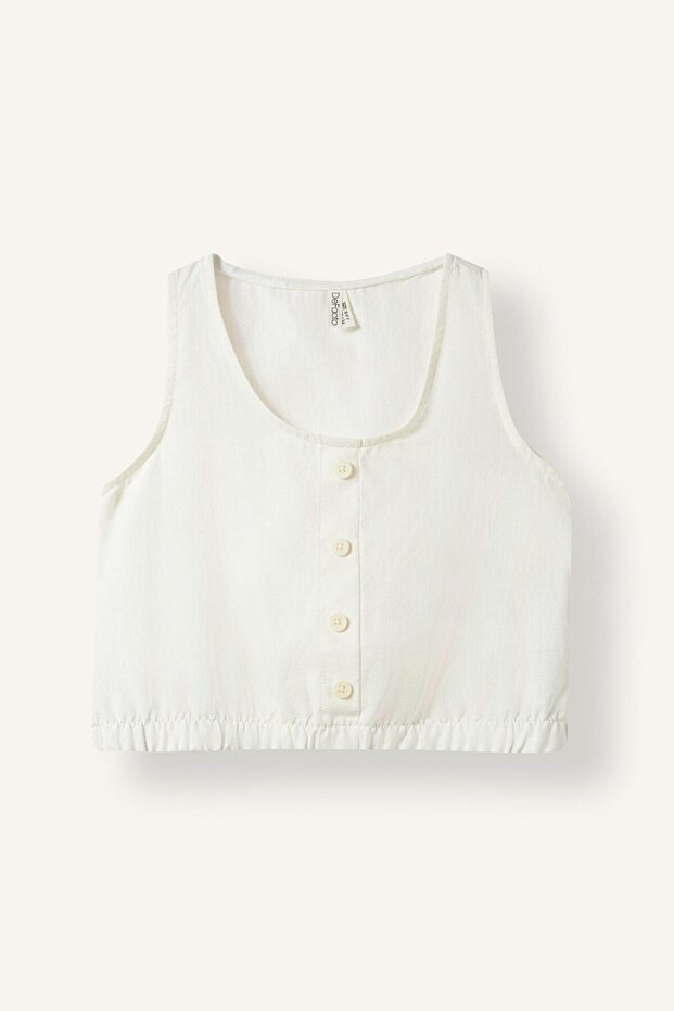 100% Cotton Buttoned Sleeveless Blouse Girls E6547A825Sm