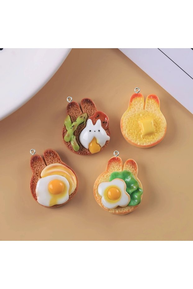 10pcs mix 10Pcs Cute Rabbit Toast Bread Resin Charms DIY Earrings Pendants for Jewelry Making Handma