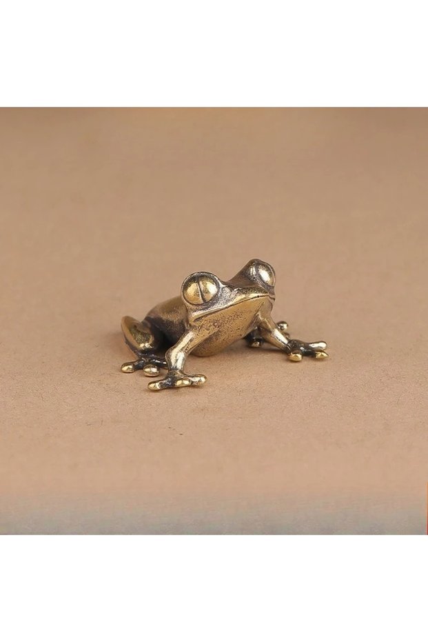 one size Retro Brass Mini Frog Miniatures Figurines Vintage Animal Figurine Toad Desktop Ornaments H