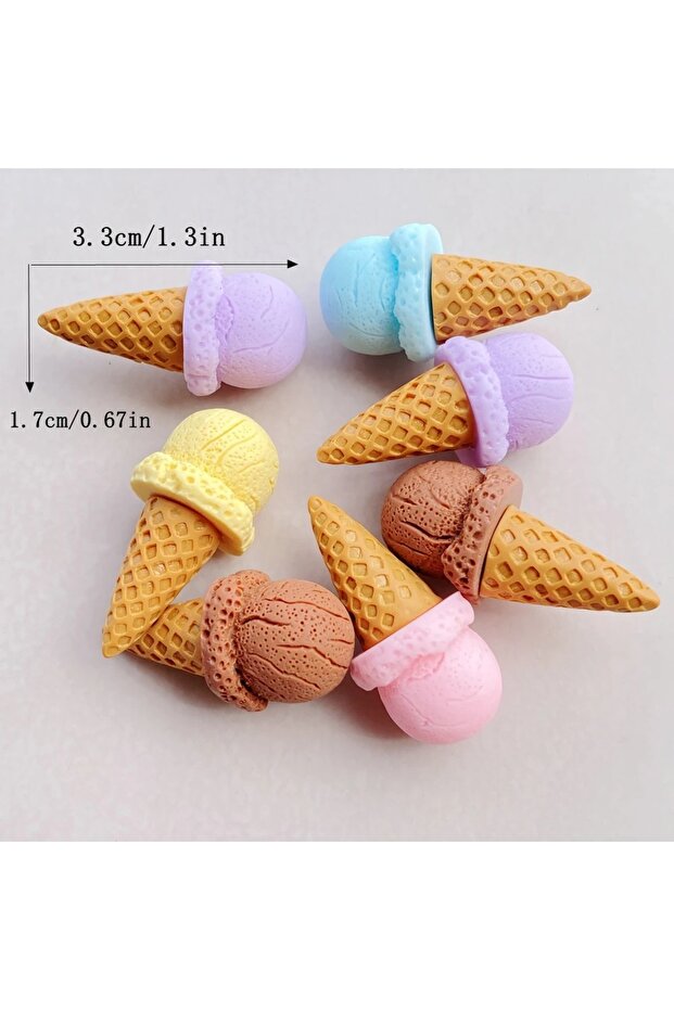 10pcs mix 10Pcs Cute Colorful 3D Ice Cream Series Flat Back Resin Cabochons Scrapbooking DIY Jewelry