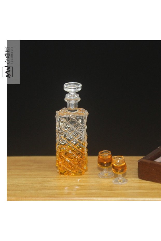 3pcs 52DOLLHOUSE Dollhouse Accessories Miniature Model Simulation Western Wine Bottle Combination Sm