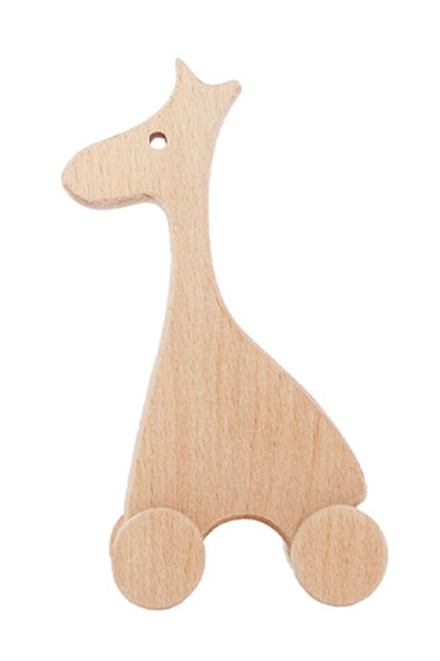 Curious Giraffe Unpainted Wooden Animal Figure, Solid Beech, 18 Months+