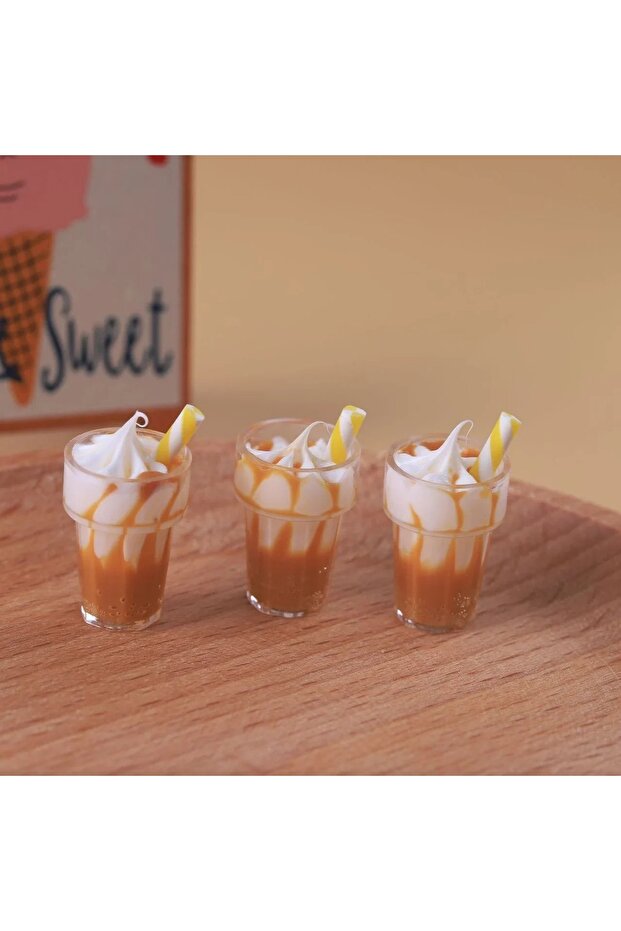 Coffee 3pcs 3pcs Dollhouse Cream Cup Sundae Ice Cream Toys Mini Dessert Model Diy Cream Glue Doll Ac