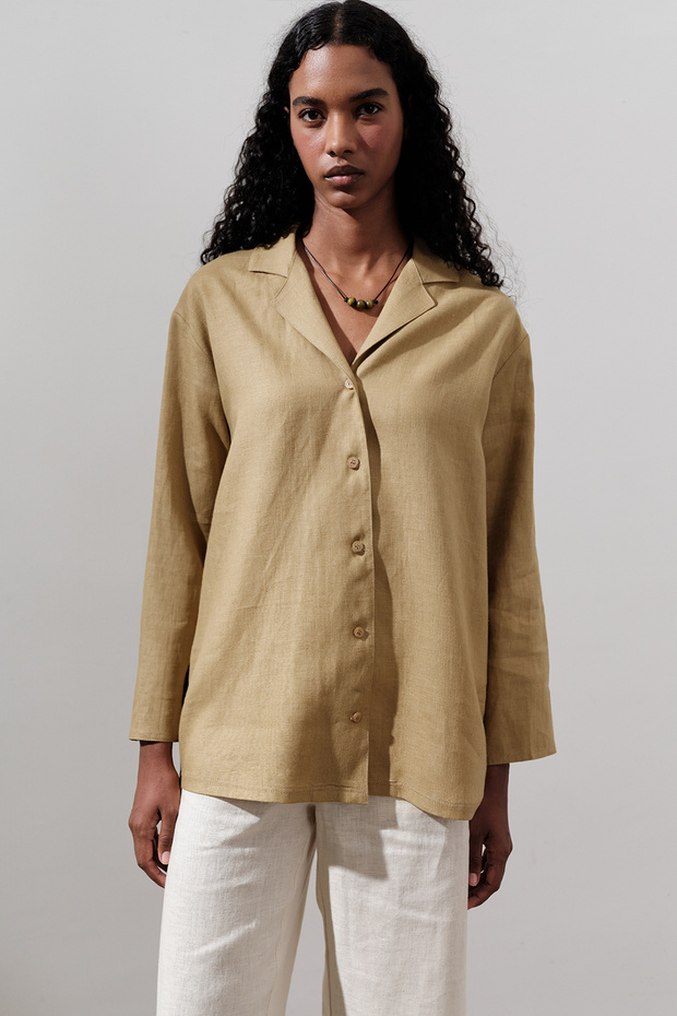 Linen Shirt with Wide Sleeves