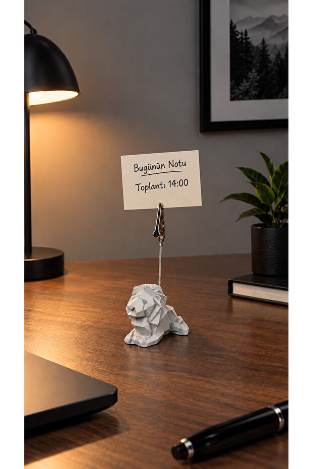 Gray Lion Figured Photo Note Holder Notepad Holder Decorative Office Ornament
