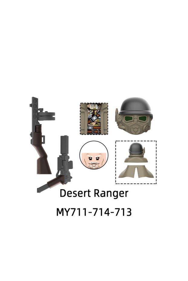 1 pcs-2 The MY711-MY714 Black Elite Desert Riot Ranger Model Blocks MOC Bricks Set Gifts Toys