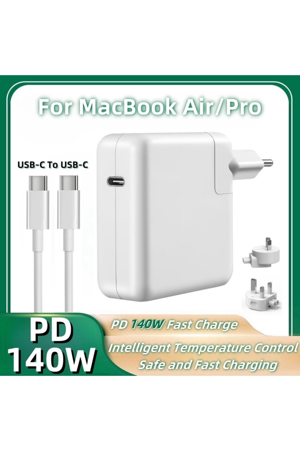 PD-140W-EU Plug PD 140W USB-C Fast Charger for MacBook Air/Pro Series, Safe and Convenient PD Fast C