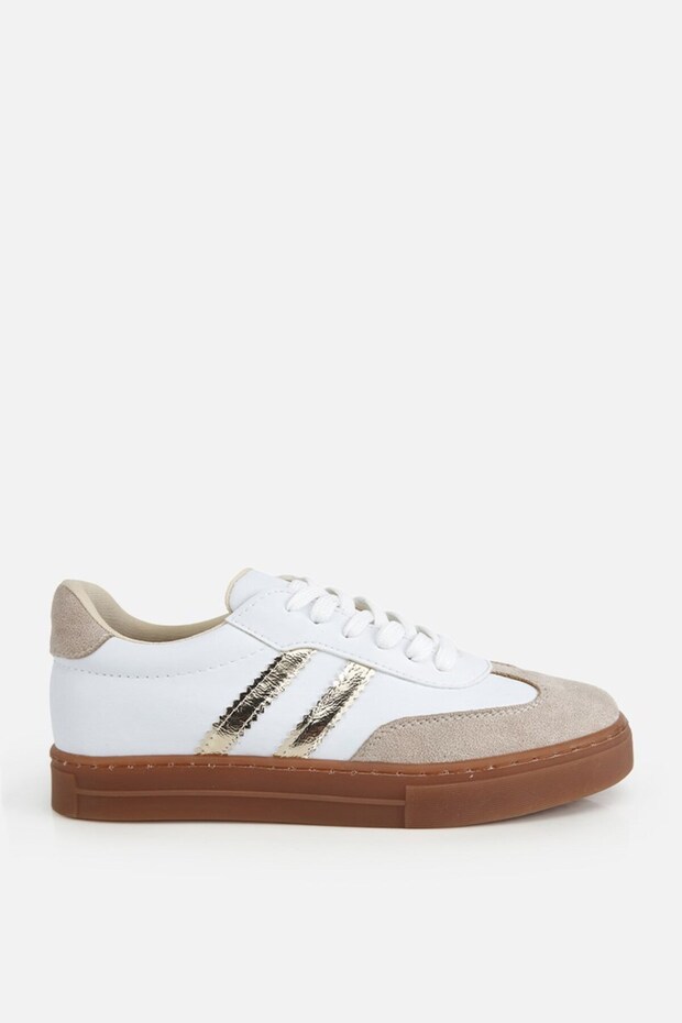 Women's White Stripe Detailed Casual Sports Shoes