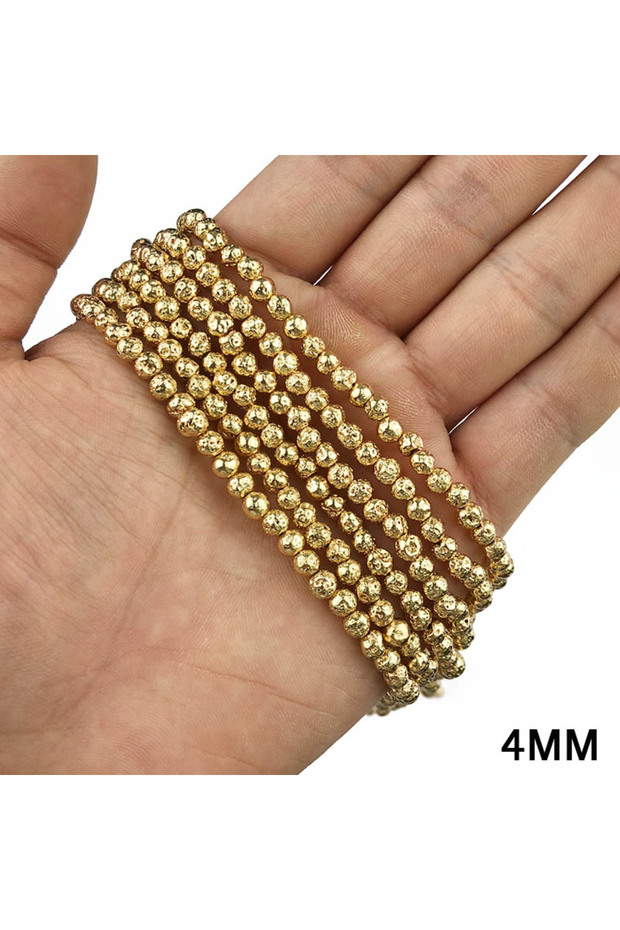 4MM 88pcs JHNBY 14K Gold Color Lava Hematite Natural Stone 6/8/10/12MM Round Loose Beads Jewelry Bra