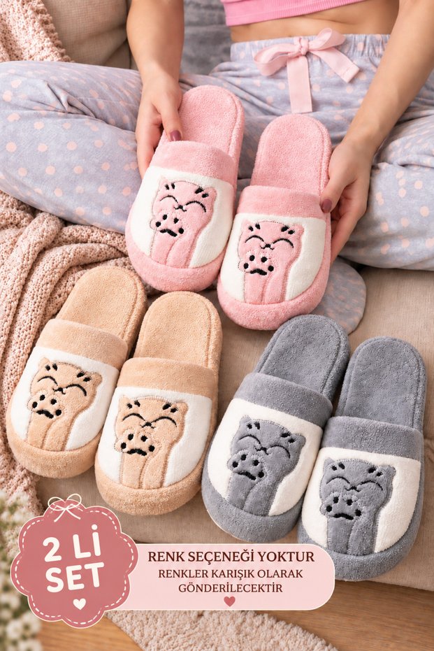 Pack of 2 Closed Front Slippers Home Slippers Dowry Bundle Set