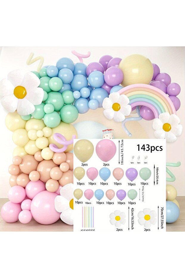 Other MULTI 140pcs Colorful Balloon Garland Daisy Balloon Set Birthday Party Dance Wedding Easter Mo