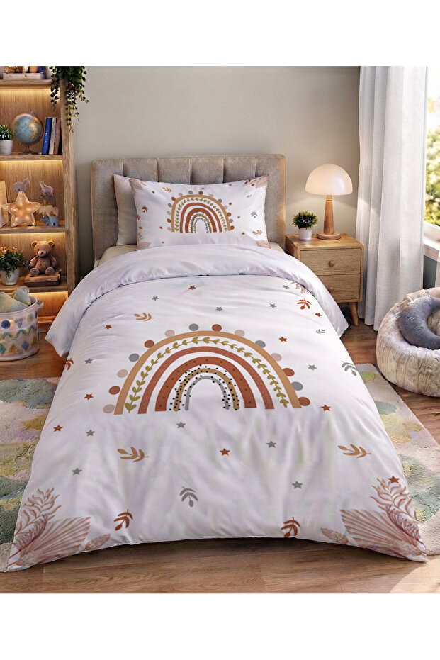 Brown Bohemian Rainbow Children's Duvet Cover Set