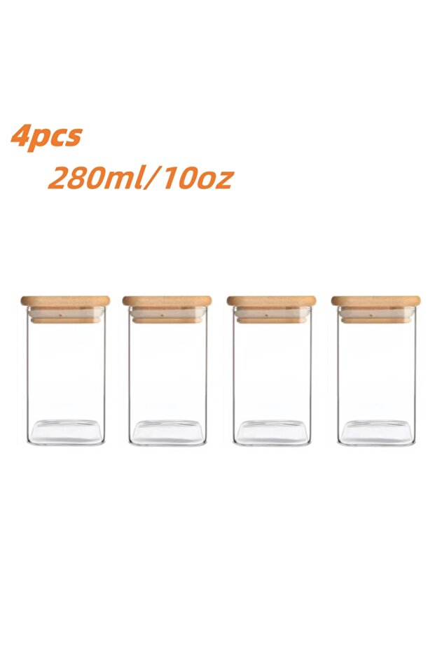 4 pcs 1/2/4/8pcs, 10oz Glass Jars With Airtight Lids, Candy Jars, Food Storage Containers With Bambo