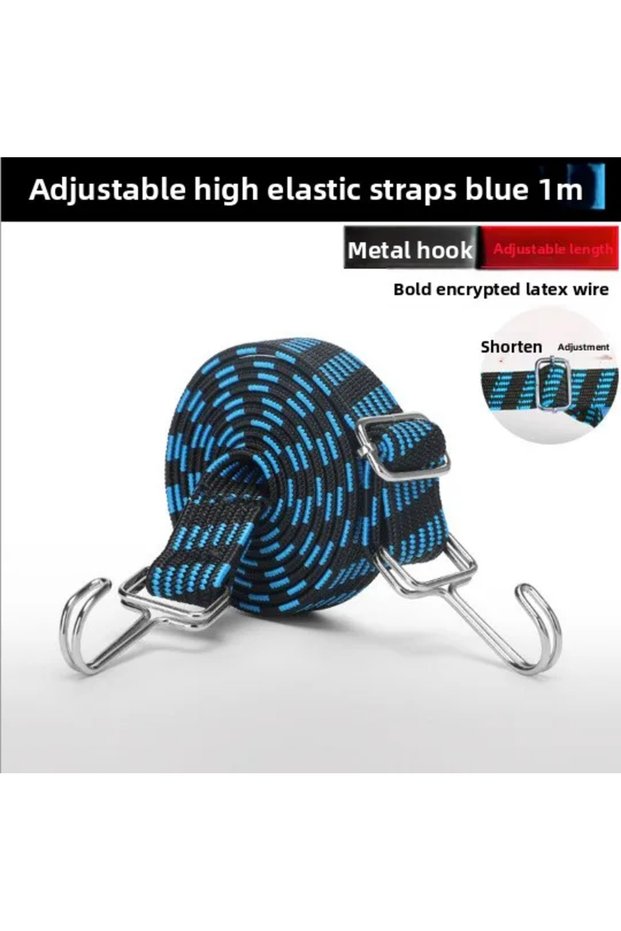 Blue 1M 1-2 Meters Adjustable Rubber Rope Belt Hook, Heavy-duty Elastic Long Bungee Jumping Belt, An
