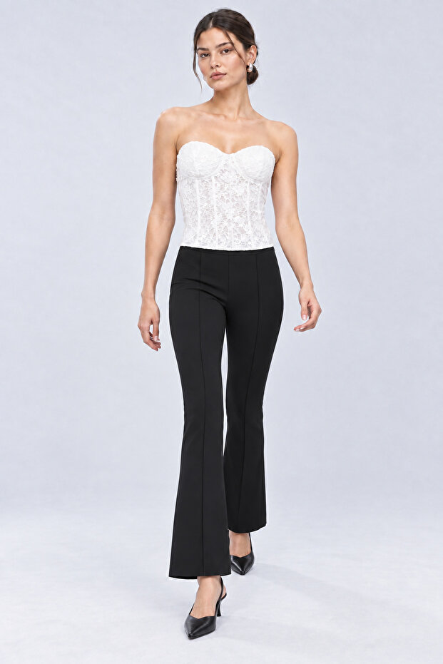 Premium Power Lycra Stretch High Waist Flare Cut Trousers