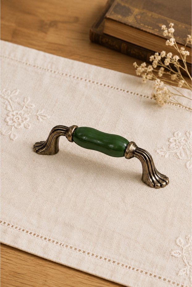Green-(9.6 cm)-Porcelain Cabinet Drawer Kitchen Bathroom Furniture Children's Handle Handle Venus (96mm)