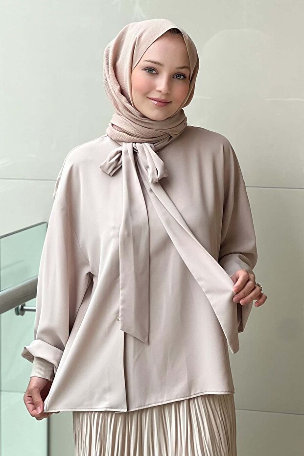 Chiffon Shirt with Scarf Detail