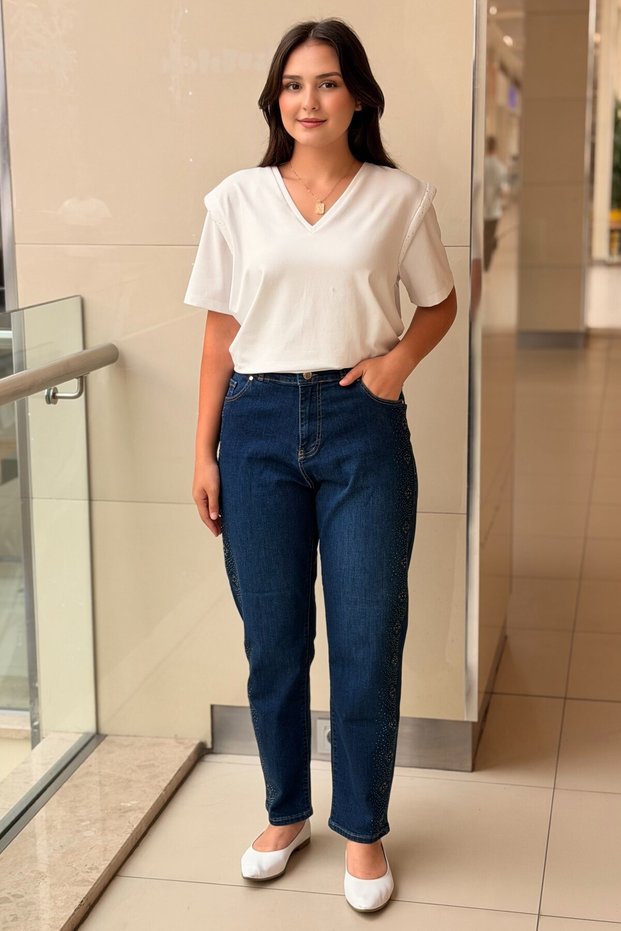 Fuat Gürşen Hotfix Printed Carrot Denim Trousers