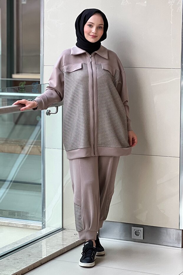 Crochet Knitwear Mesh Covered Pants Set