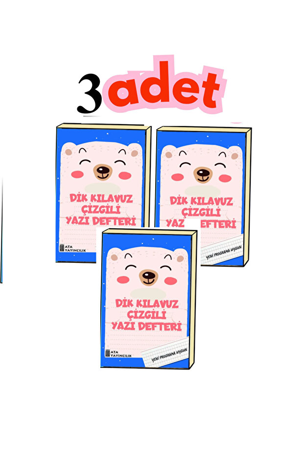 3 Pieces of 1st Grade Guided Lined Writing Notebook with Large Size Upright Basic Letters