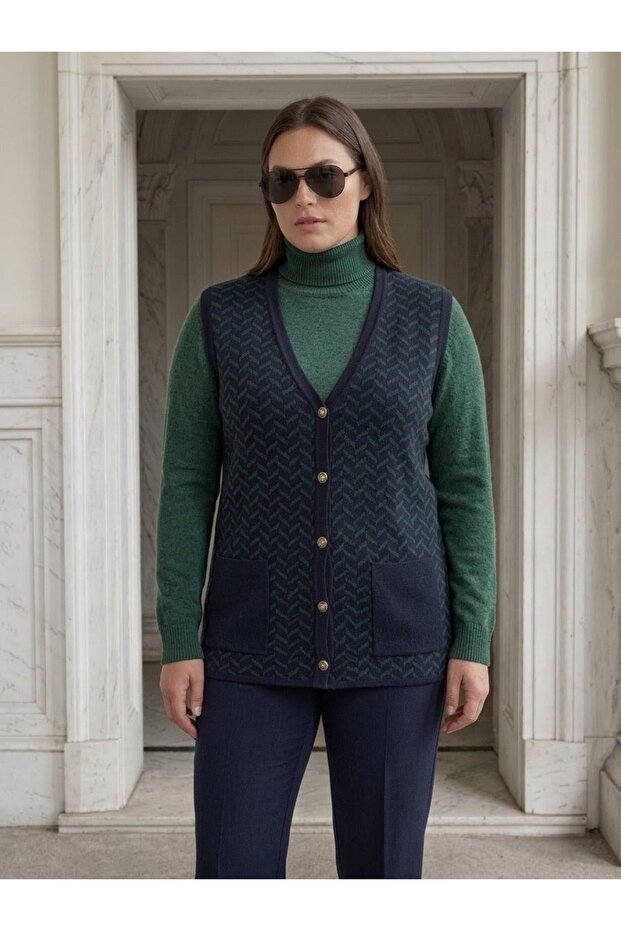 Patterned Steel Knit Classic Tricot Vest