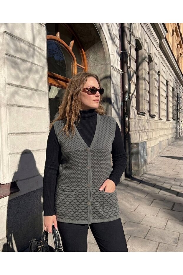 Patterned Steel Knit Classic Tricot Vest