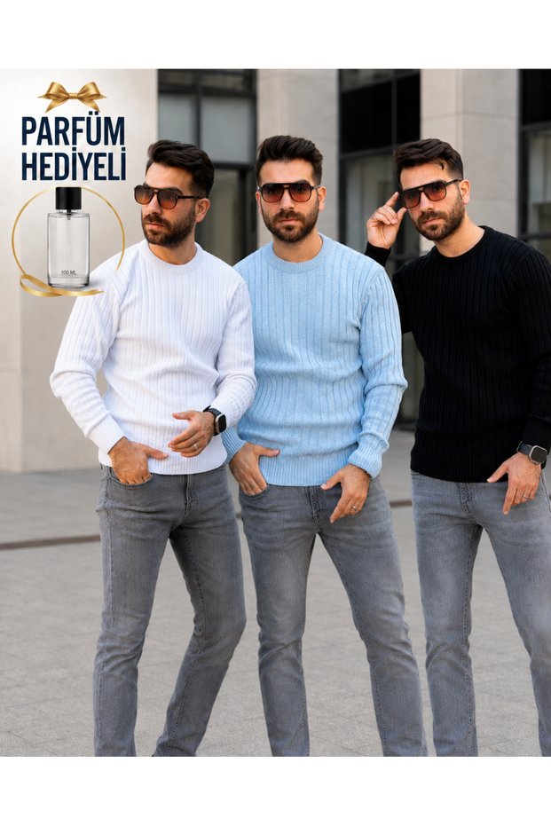3-Pack Men's Crew Neck Knit Sweater and Perfume