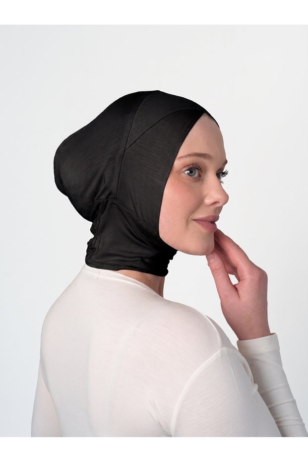 Ready-Made Bonnet - Half Neck Collar (Crossed) - Black - (St293), (Id 7829301)