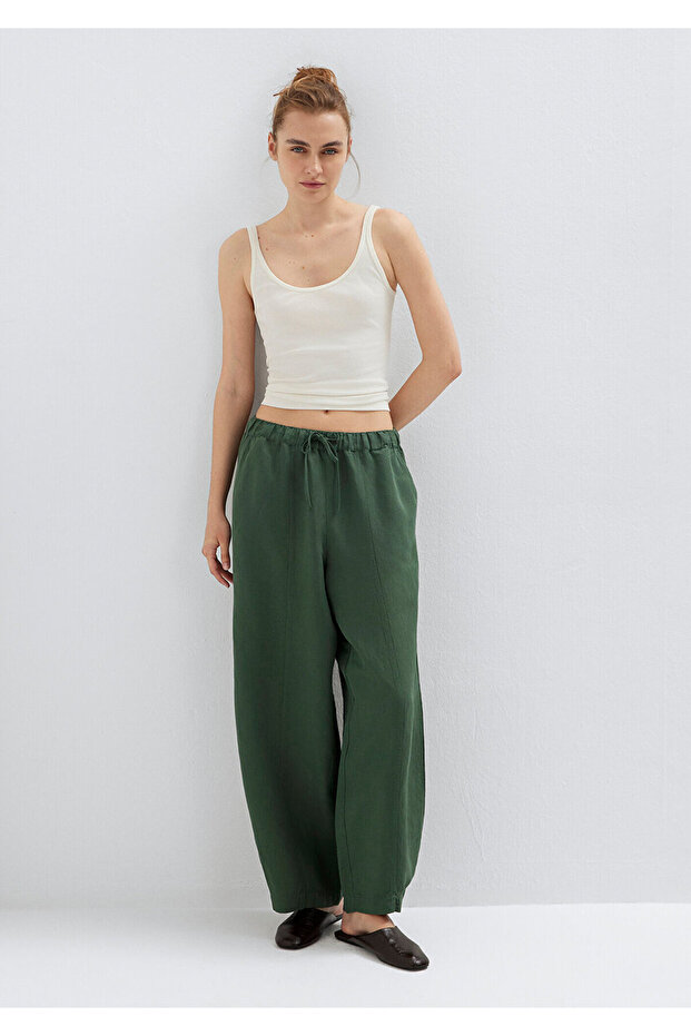 Linen Blend Green Trousers 1011196-81570