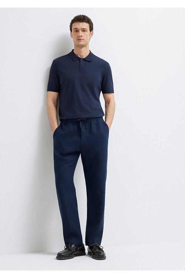 Navy Blue Linen Trousers 0010577-80872