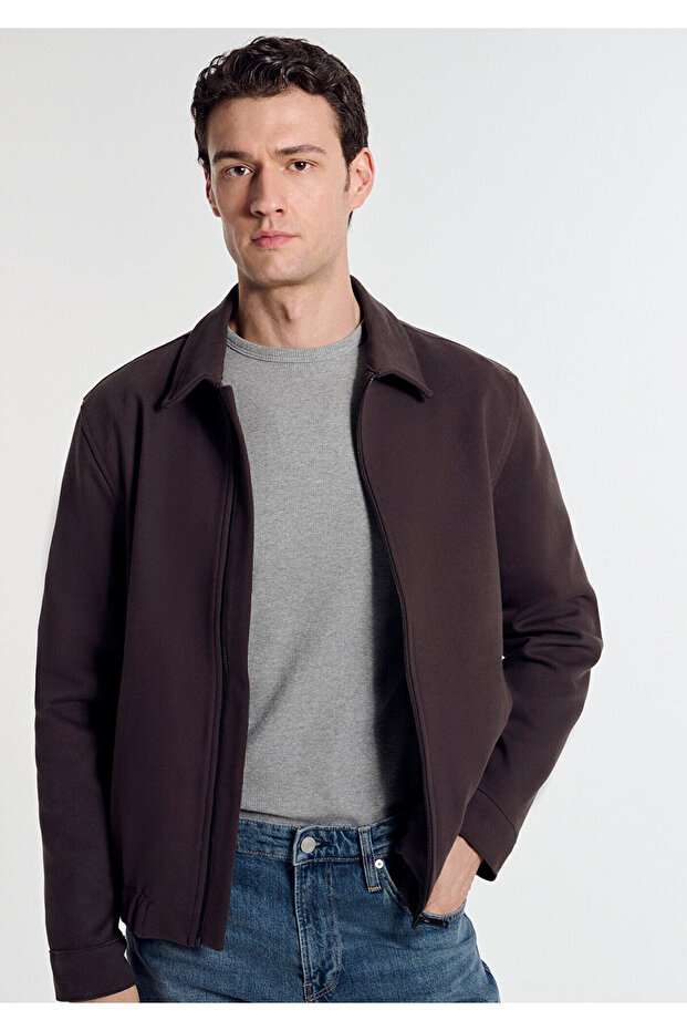 Elastic Waist Brown Jacket Regular Fit / Normal Cut 0110951-70219
