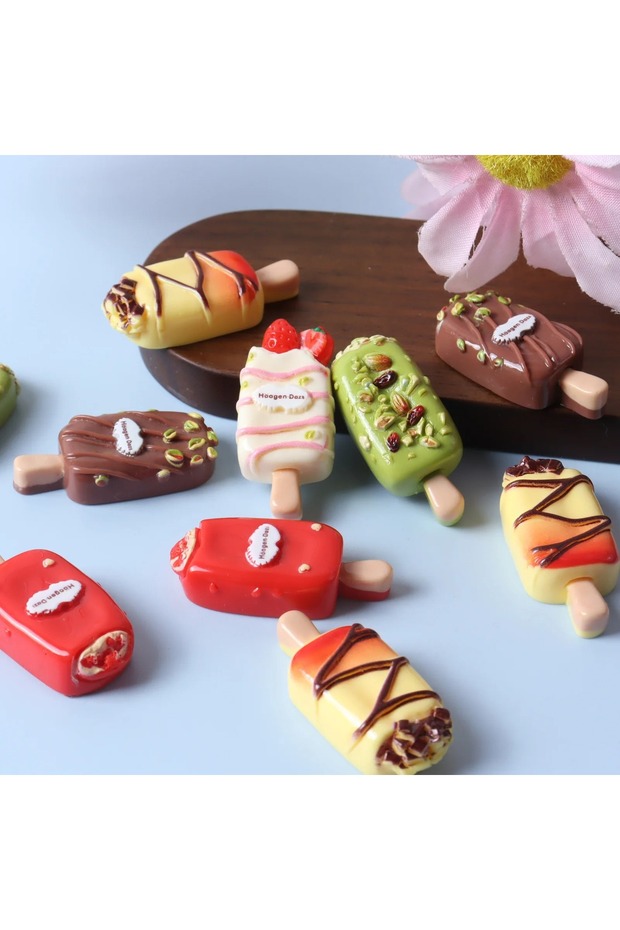 10pcs mix 10pcs Resin Mini Cartoon Ice Cream Dessert Flatback Popsicle for Phone Decoration DIY Jewe