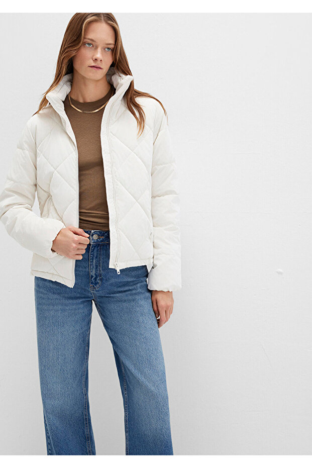 Water Repellent Premium Quilted White Inflatable Jacket 1110230-70057