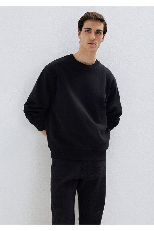 Crew Neck Black Basic Sweatshirt 0S10276-900