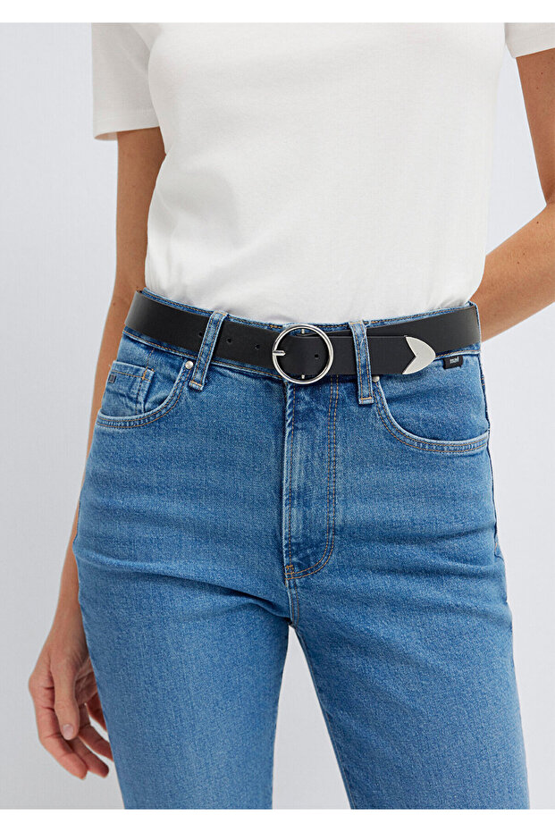 Black Faux Leather Belt 196041 -900