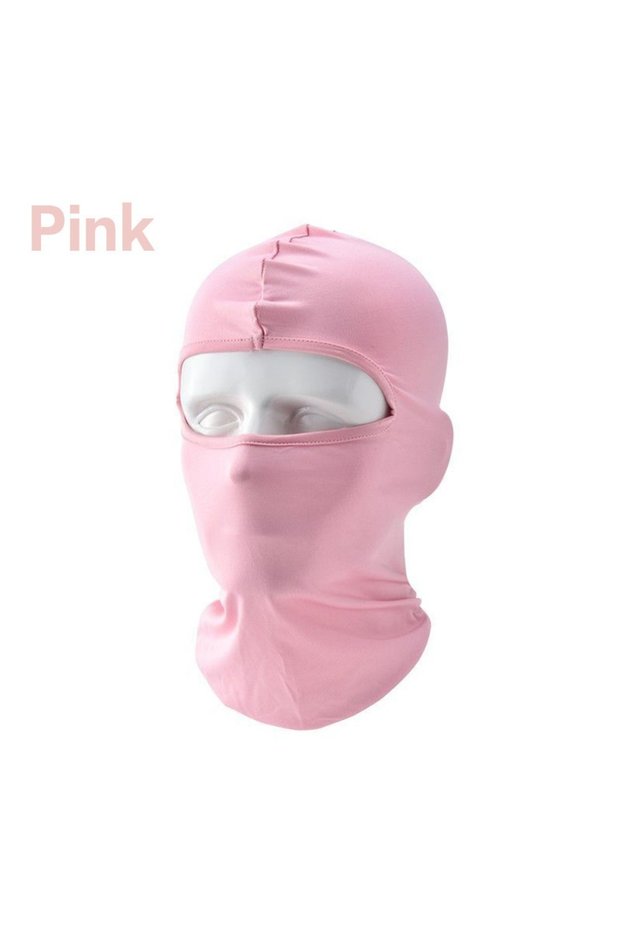 Pink JJYY Outdoor Sports Balaclava Mask Windproof Full Face Neck Milk Silk Cotton Ninja Headgear Hat