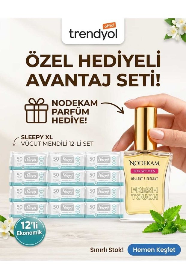 Patient Body Cleaning Wet Wipes Towel 50 Sheets XL 12 Piece Set (Nodekam Women's Perfume with Gift)