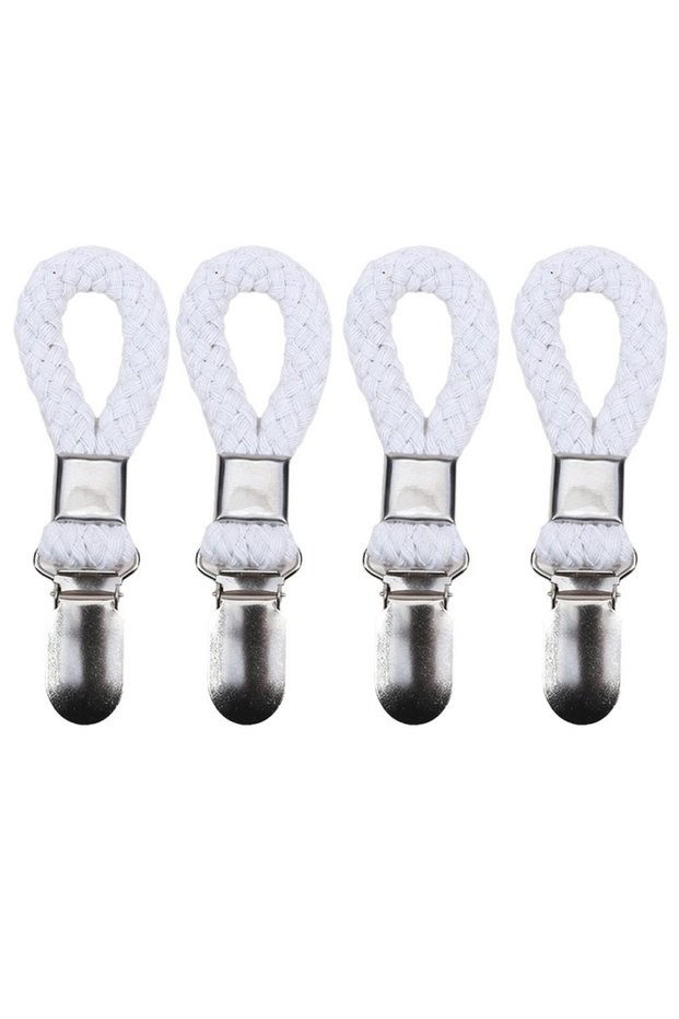 4PCS White 1/2PCS Bathroom Towel Clips Braided Multipurpose Cloth Hanger Bathroom Cotton Loop Towel