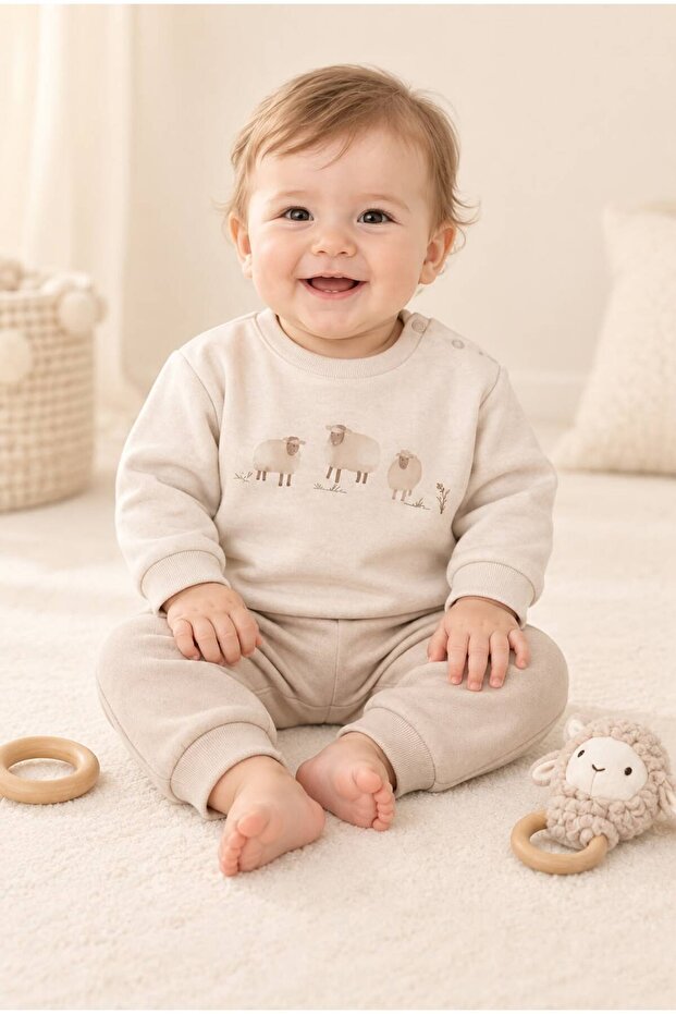 100% Organic Cotton Lamb Pattern Body Pants Set 8184