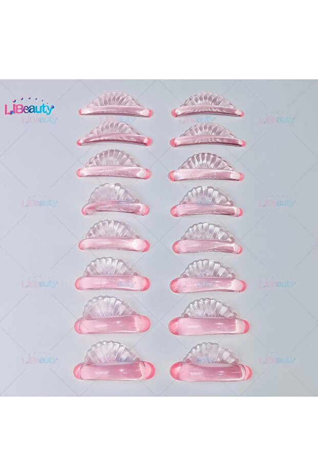 Pink Libeauty 8 Pairs Glue Free Silicone Eyelash Perm Pads Sticky Lash Lift Shield Lifting 3D Eyelas