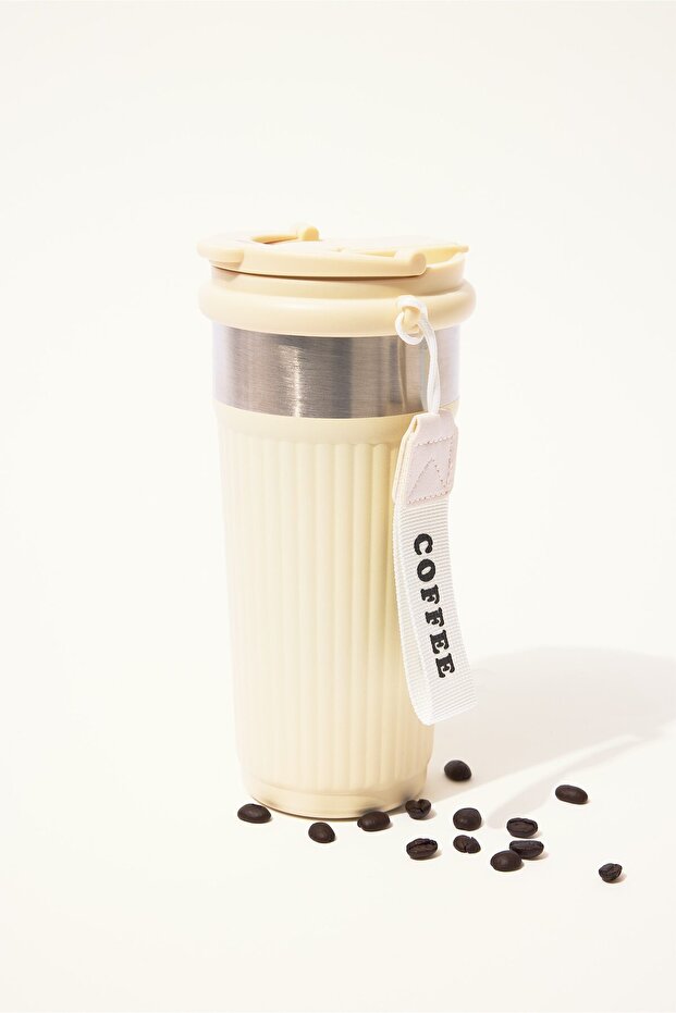 Unisex 600 ml Thermos with Strap and Textured Cover H8535Axns