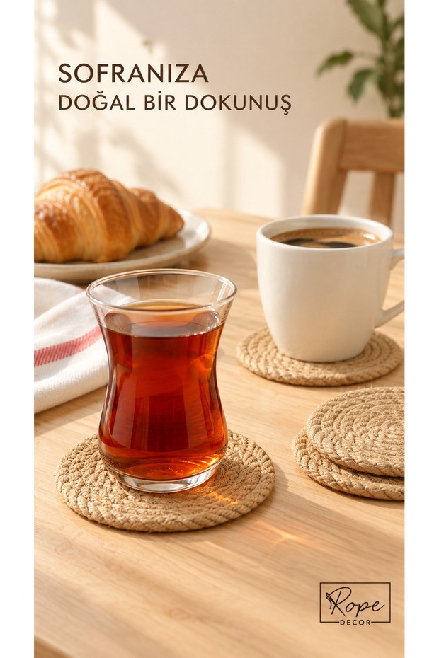 Natural Jute Coasters Set of 6 10X10 cm Handmade Wicker Tea Coffee Coasters
