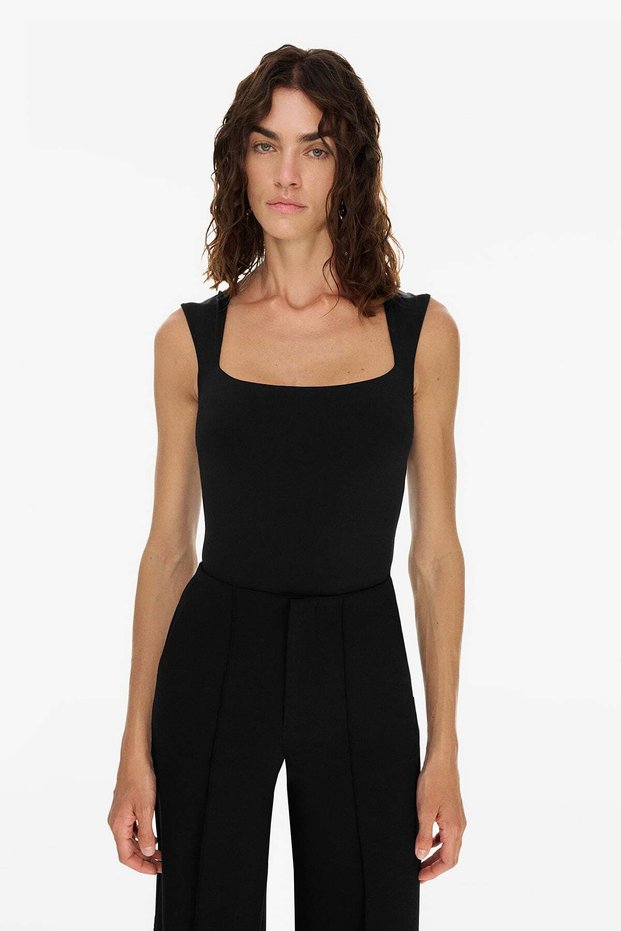 Square Neck Thick Strap Bodysuit